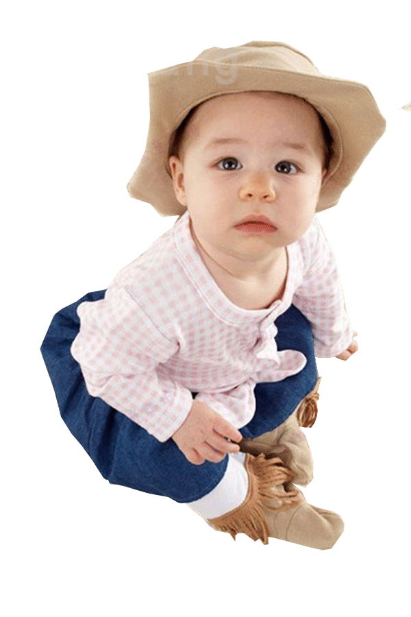ชุด cowgirl  สีชมพู สำหรับเด็กผู้หญิง  ชุด+หมวก น่ารักมาก  สำหรับเด็ก  แรกเกิด - 3 ปี 