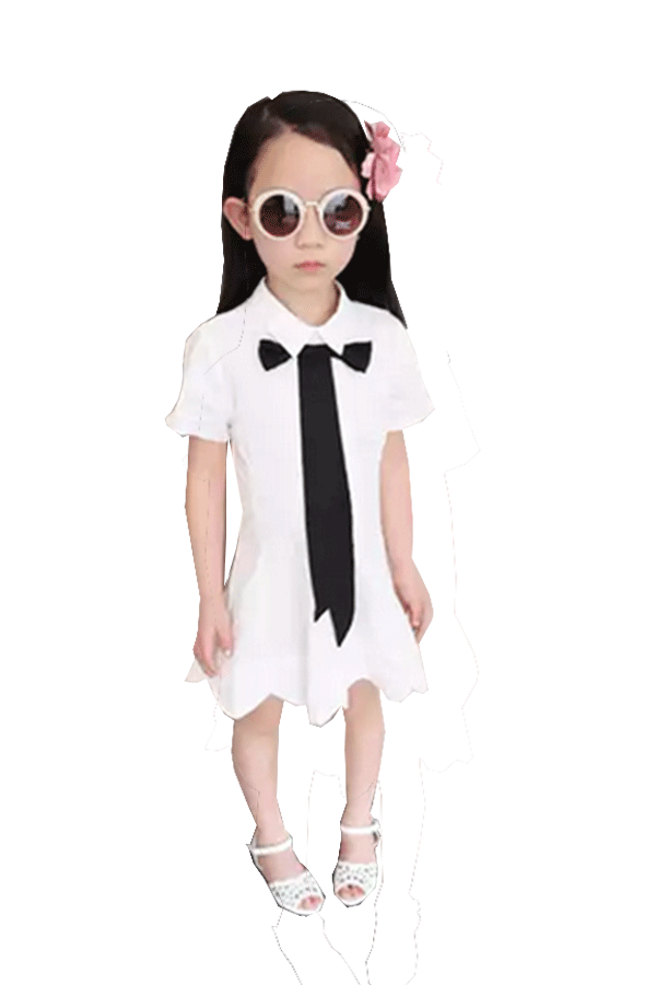 ชุดกระโปรงเด็กหญิงสีดำ เนคไทด์ ยาว  สไตล์เก๋มากๆ สำหรับเด็ก 3-10 ปี 