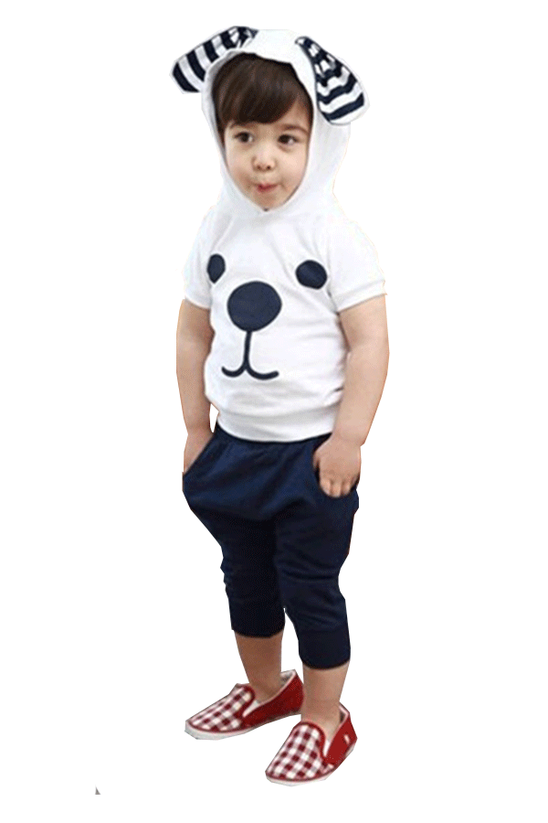 ชุดเสื้อเด็กชาย  เสื้อ+กางเกง แบบกระต่ายน้อย สีน้ำเงิน   สำหรับเด็ก 4-10 ปี