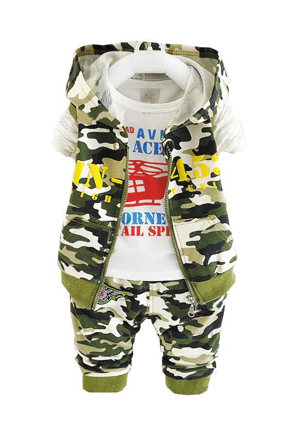 ชุดเซ็ต  เด็กชาย เสื้อคลุม+เสื้อตัวใน + กางเกง   ไสต์ ทหาร ผ้ายืดเนื้อนิ่ม  สำหรับเด็ก 1-6 ปี