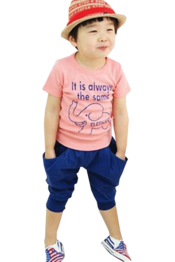  ชุดเซ็ตเด็กชาย เสื้อ + กางเกง  สีชมพู น้ำเงิน  สำหรับ เด็ก 4- 10 ปี